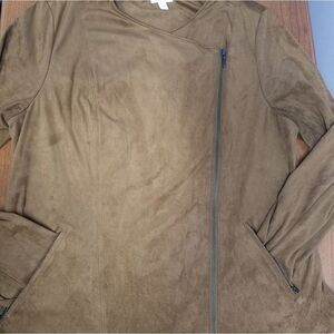 NWOT J.Jill Large Brown full zip jacket. Brown velvet type material